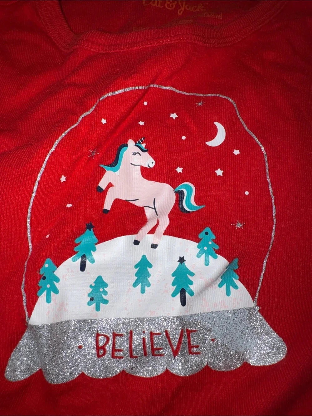 Christmas Holiday Unicorn Snow Globe Pajama Set